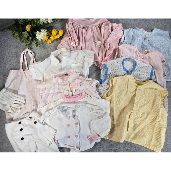 Other - Vintage 60s/70s Baby Clothes Lot 12pc Mixed Infant Outfits Pastel 0-12M Retro